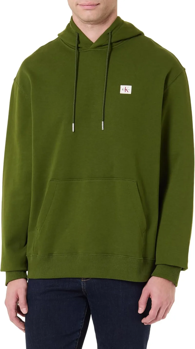 Calvin Klein ▫️ Hoodie para homem, em tecido felpudo, com emblema e capuz