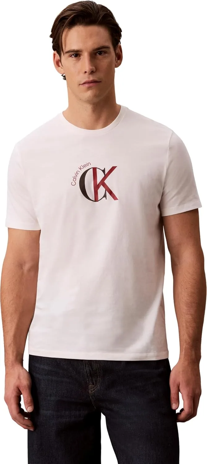 Calvin Klein ▫️ SS 30s Whsl Ckj 2tone CK Graphic Lv14re829g T-shirts com estampado gráfico para homem