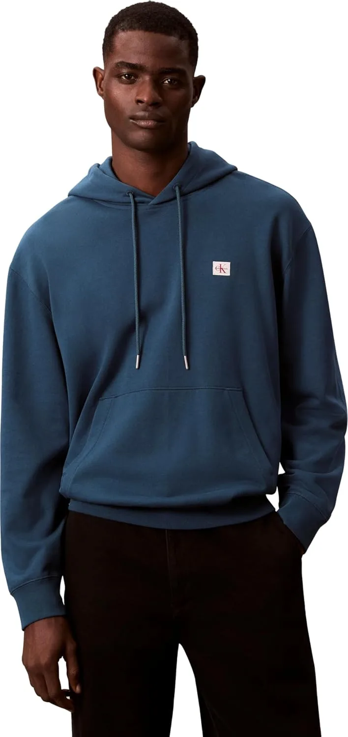 Calvin Klein ▫️ Hoodie para homem, em tecido felpudo, com emblema e capuz