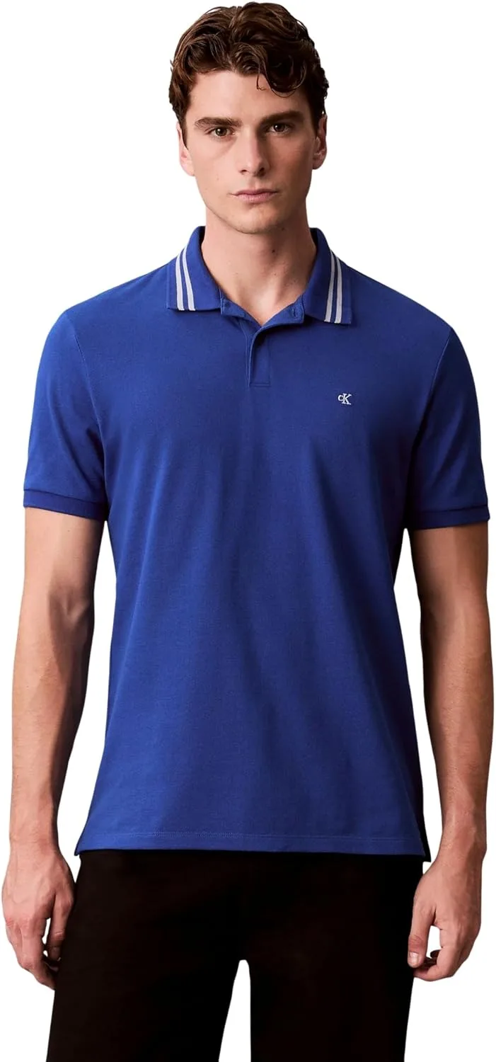 Calvin Klein ▫️ SS Monogram Pique Tipped Polo Lv04rc276g Polos para homem