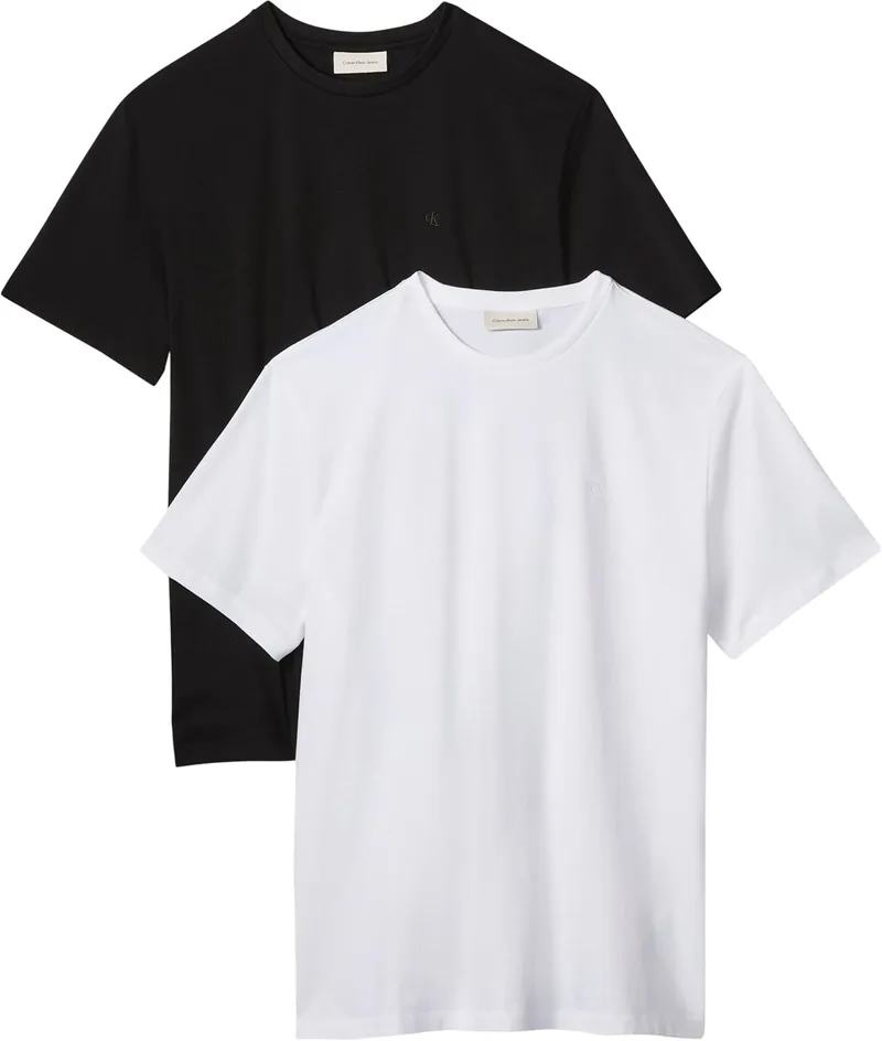 Calvin Klein ▫️ SS Classic Monogram tee 2pk Lv04rd001g T-shirts para homem (Conjunto de 2)
