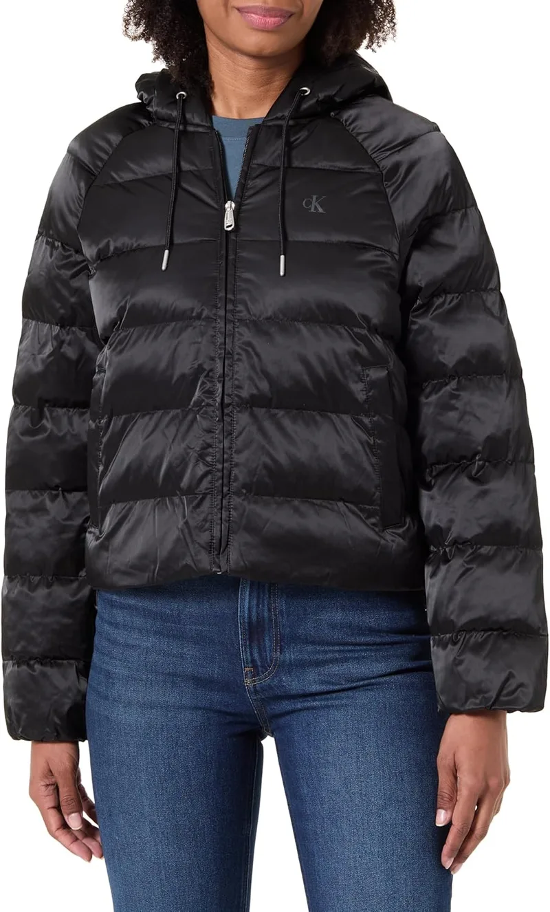 Calvin Klein ▫️ Satin Lightweight Short Logo Puf Lv047e509g Casacos para mulher