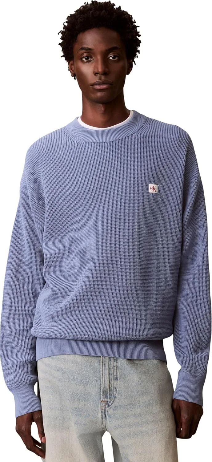 Calvin Klein ▫️ LS Ez Cotton Waffle Crwnk Swtr 9 Lv04rd313g Camisola para homem