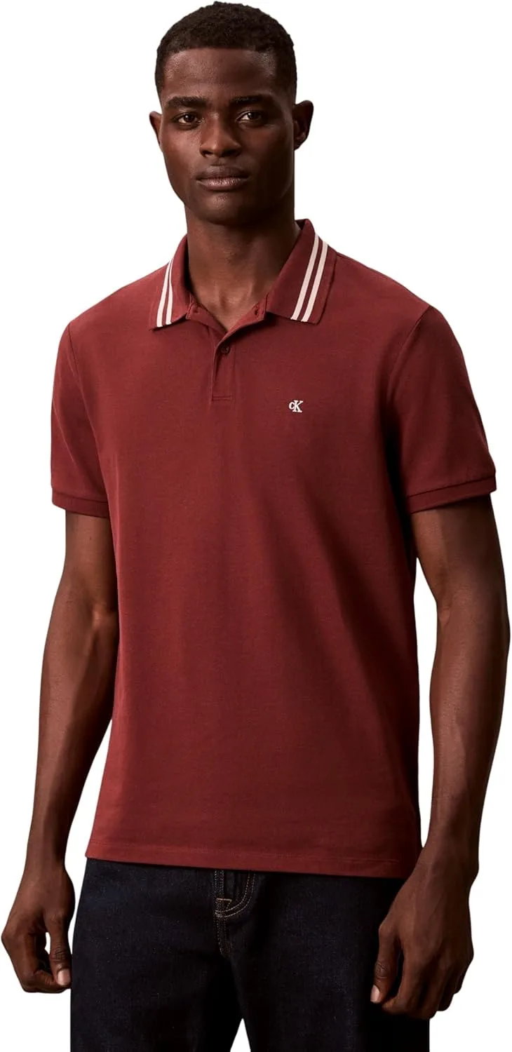 Calvin Klein ▫️ SS Monogram Pique Tipped Polo Lv04rc276g Polos para homem
