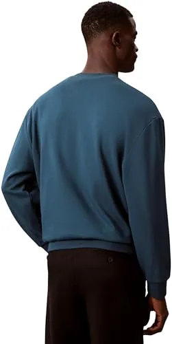 Calvin Klein ▫️ Camisola de homem em tecido felpudo com emblema e gola redonda 2