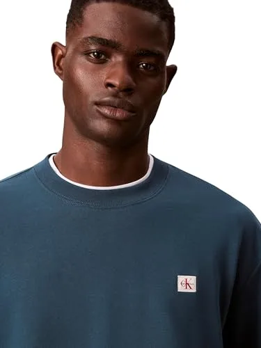 Calvin Klein ▫️ Camisola de homem em tecido felpudo com emblema e gola redonda 4