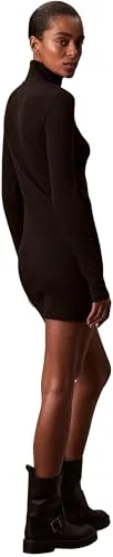 Calvin Klein ▫️ LS Woven Label 2x2 Rib Mini DRES Lv047e204g Vestidos para mulher 2