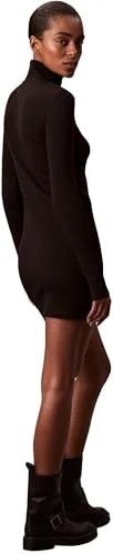Calvin Klein ▫️ LS Woven Label 2x2 Rib Mini DRES Lv047e204g Vestidos para mulher 3