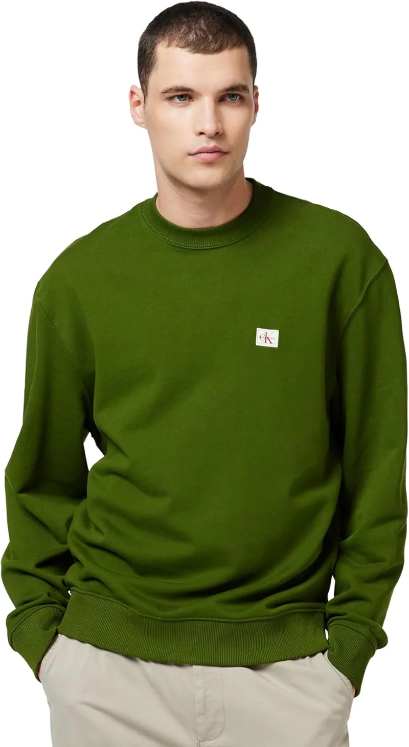 Calvin Klein ▫️ Camisola de malha com emblema de felpo para homem