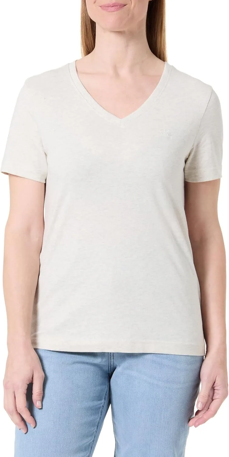 Calvin Klein ▫️ Women's Short Sleeve Archive Pullover tee com decote em V
