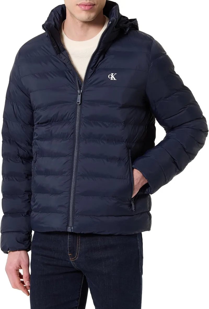 Calvin Klein ▫️ Casaco acolchoado para homem em nylon com capuz