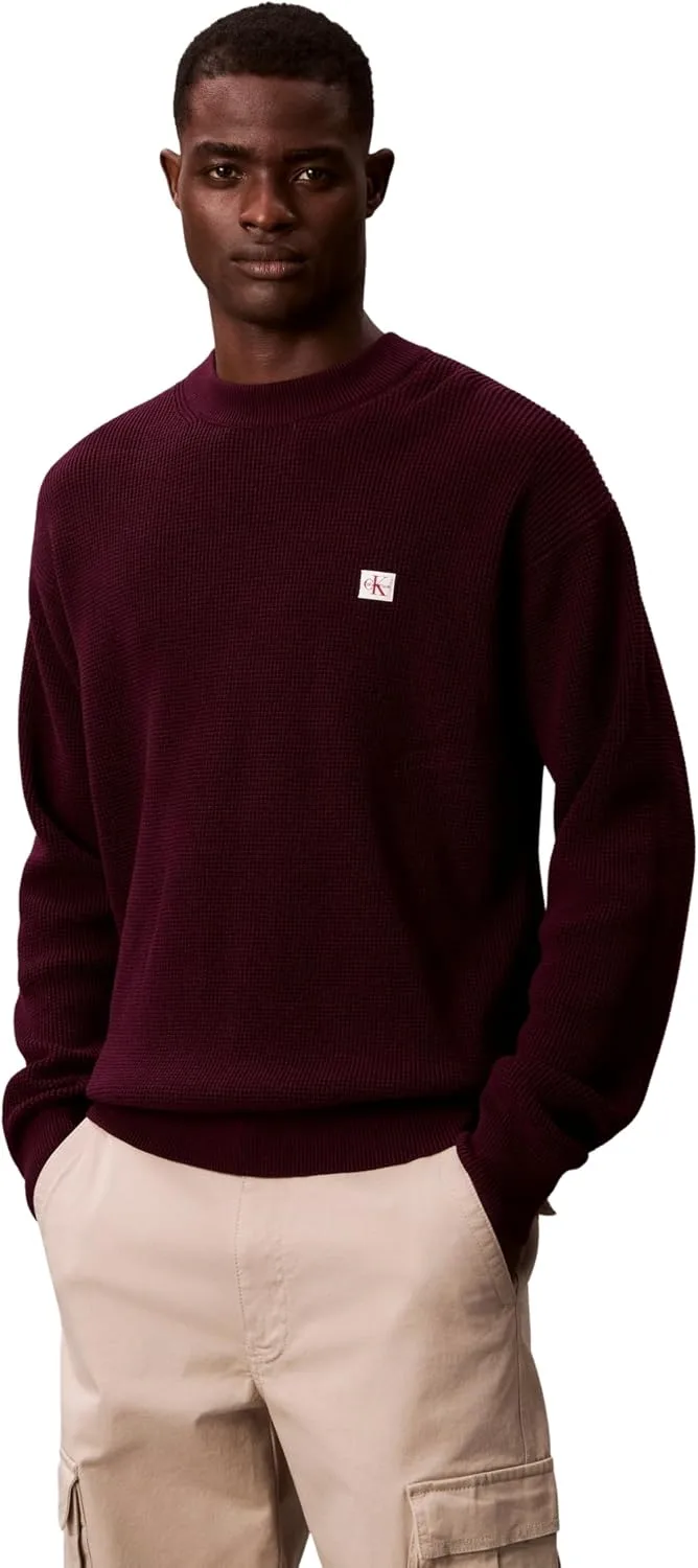 Calvin Klein ▫️ LS Ez Cotton Waffle Crwnk Swtr 9 Lv04rd313g Camisolas para homem