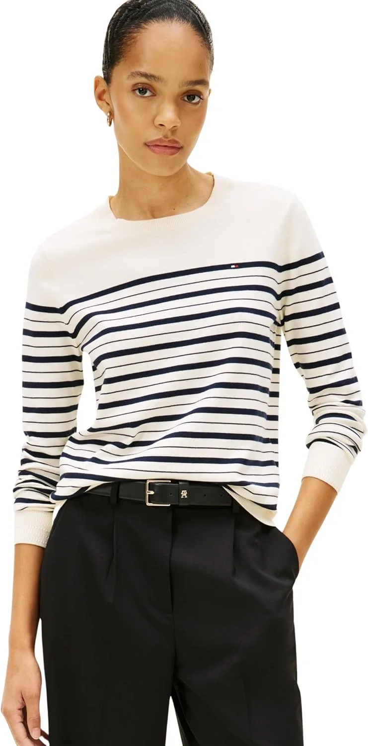 Tommy Hilfiger ▫️ Camisola feminina de malha fina com gola redonda