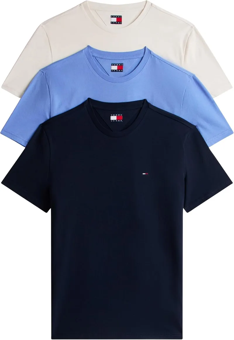 Tommy Jeans ▫️ T-Shirts de algodão de manga curta para homem 3 Pack de 3