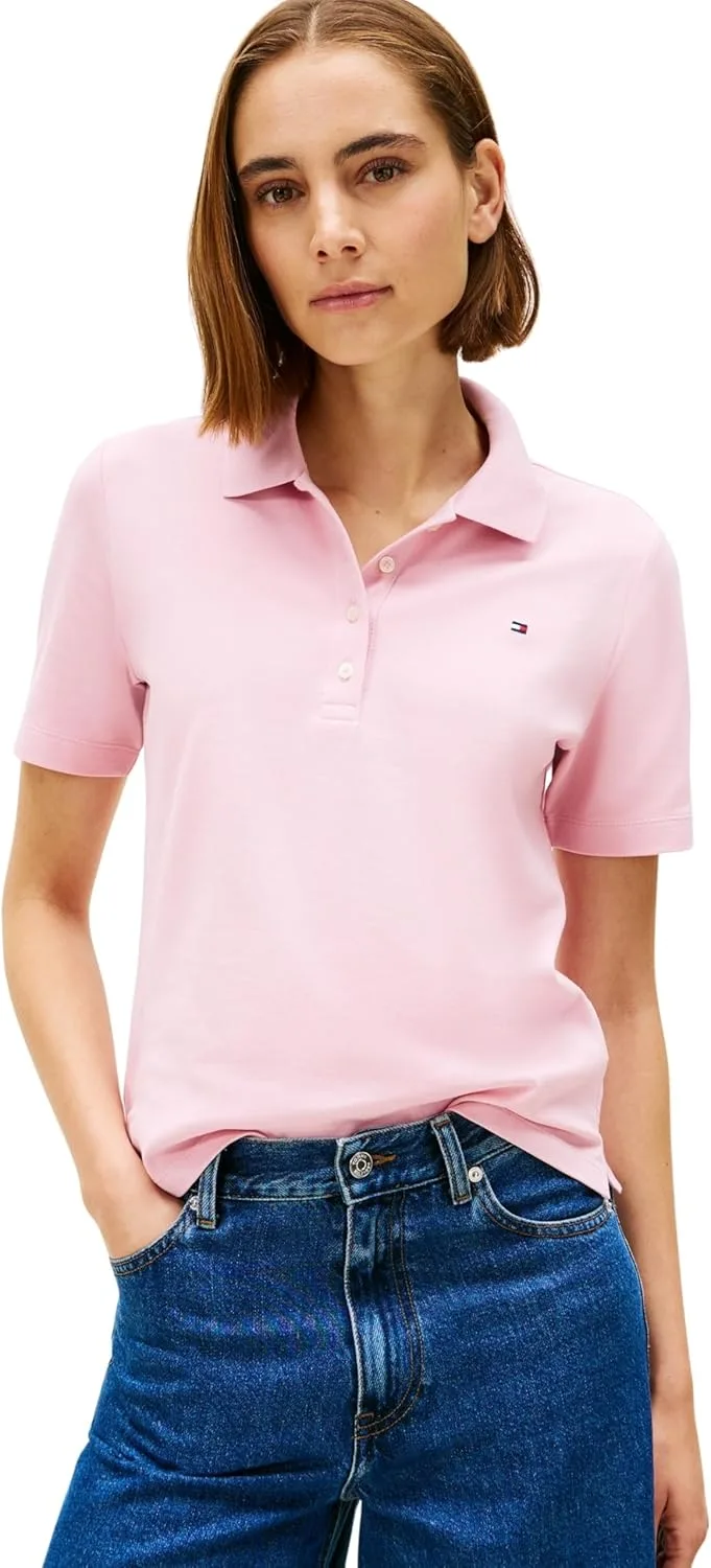 Tommy Hilfiger ▫️ Polo de manga curta para mulher 1985, em tecido piqué, corte regular