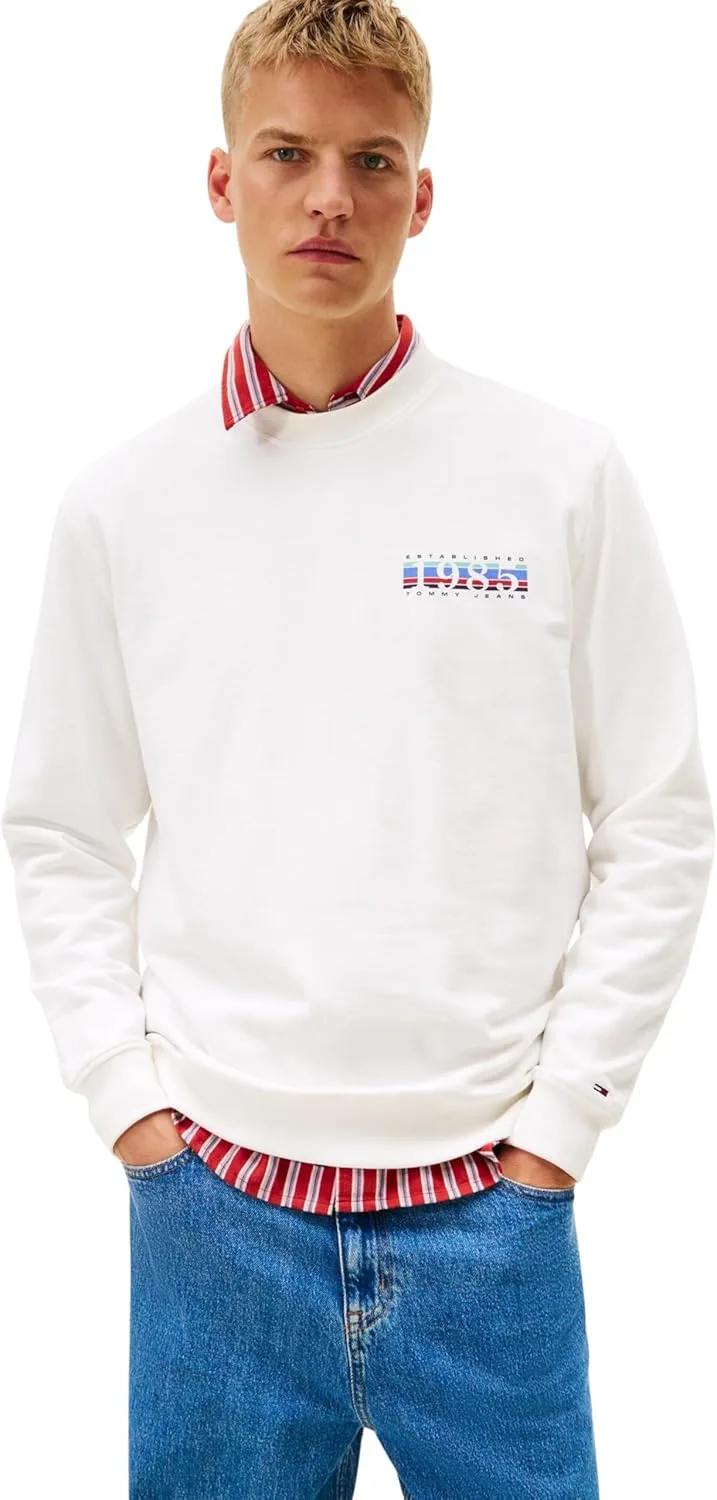 Tommy Jeans ▫️ TJM Reg Entry DNA Play Crew Ext Dm0dm22377 Sweatshirt sem botões para homem