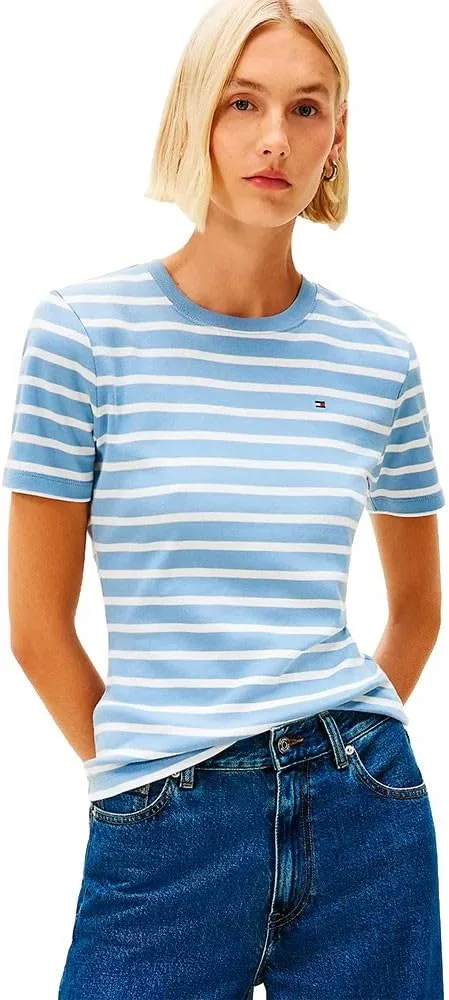 Tommy Hilfiger ▫️ T-shirt de manga curta com gola redonda para mulher Slim Cody
