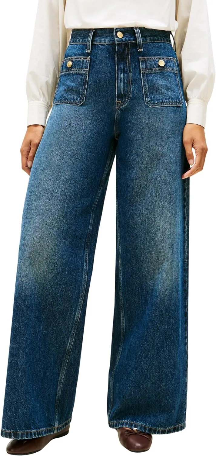 Tommy Hilfiger ▫️ Dnm Mine 70's Wide Leg HW Ww0ww49387 - Outras Calças de Ganga para Mulher