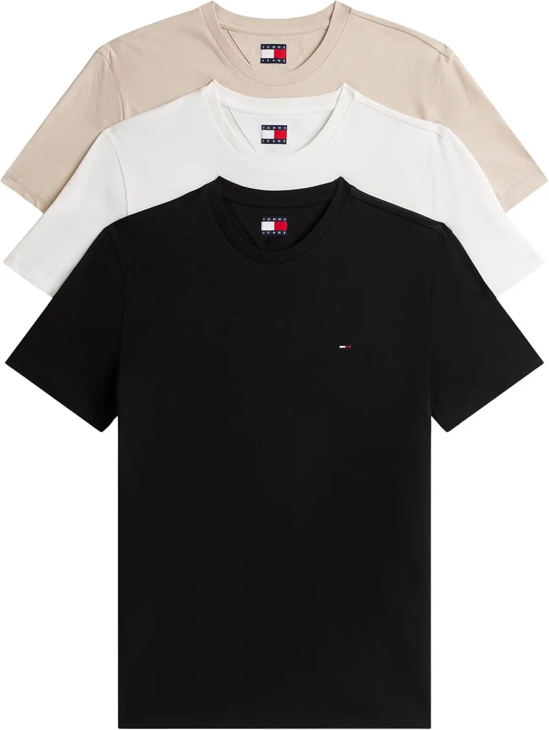Tommy Jeans ▫️ Camisolas de manga curta, conjunto de 3, para homem, em algodão