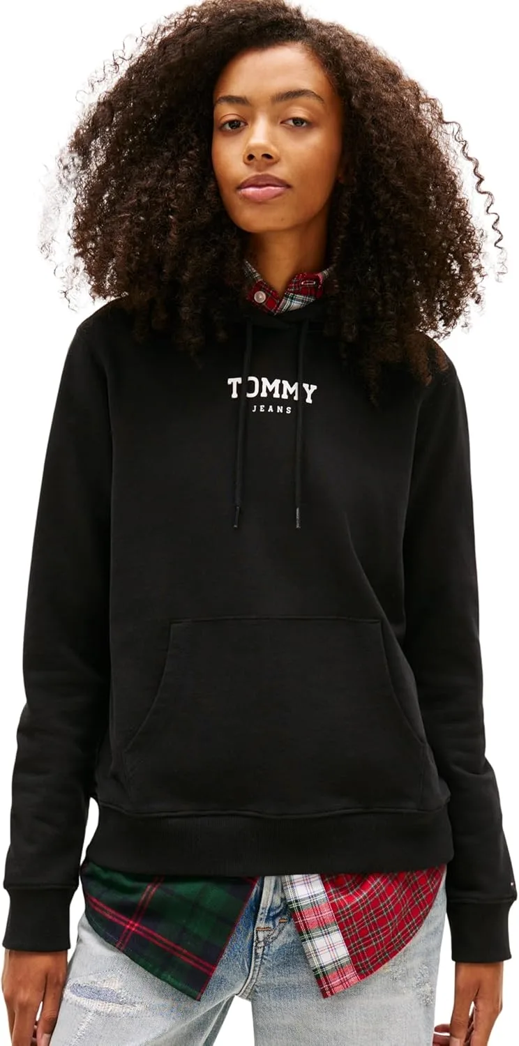 Tommy Jeans ▫️ Camisola com Capuz TJW REG ESS Logo 2 EXT DW0DW21921 para Mulher, Cor Preto (Preto), Tamanho XL, Preto (Preto), XL