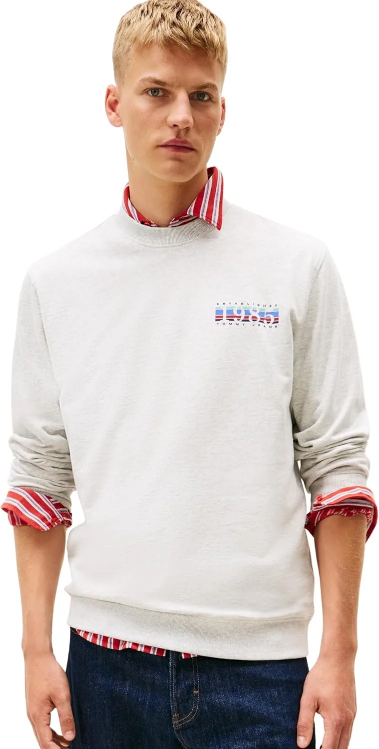 Tommy Jeans ▫️ TJM Reg Entry DNA Play Crew Ext Dm0dm22377 Sweatshirt sem botões para homem