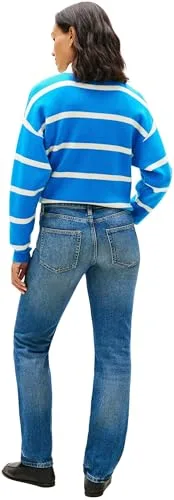 Tommy Hilfiger ▫️ Calças de ganga para mulher Glow Classic Straight, cintura média, azul (Glow), 26W/32L 2