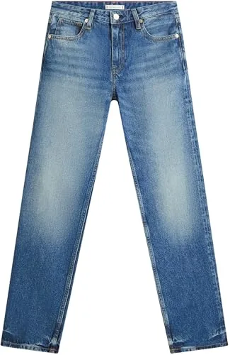 Tommy Hilfiger ▫️ Calças de ganga para mulher Glow Classic Straight, cintura média, azul (Glow), 26W/32L 5