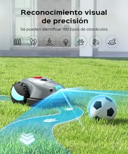 YARDCARE ▫️ V100 – Robô cortador de relva sem fio perimetral, com câmara, sistema de evasão de obstáculos, navegação visual, bateria de 4 Ah, cortador de relva robótico com lâminas de substituição e corte em espiral 2