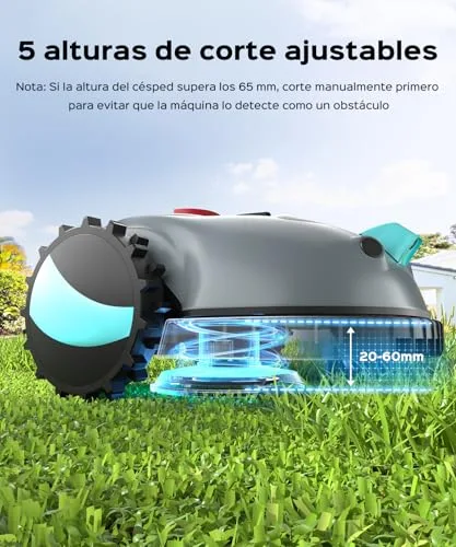 YARDCARE ▫️ V100 – Robô cortador de relva sem fio perimetral, com câmara, sistema de evasão de obstáculos, navegação visual, bateria de 4 Ah, cortador de relva robótico com lâminas de substituição e corte em espiral 4