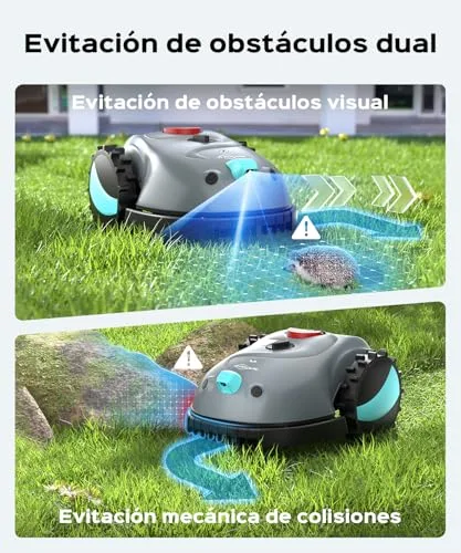 YARDCARE ▫️ V100 – Robô cortador de relva sem fio perimetral, com câmara, sistema de evasão de obstáculos, navegação visual, bateria de 4 Ah, cortador de relva robótico com lâminas de substituição e corte em espiral 5