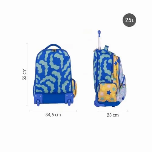 MILAN ▫️ ® Mochila com rodas e 6 fechos (25 L) série especial Blue Odyssey 2
