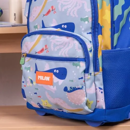 MILAN ▫️ ® Mochila com rodas e 6 fechos (25 L) série especial Blue Odyssey 6