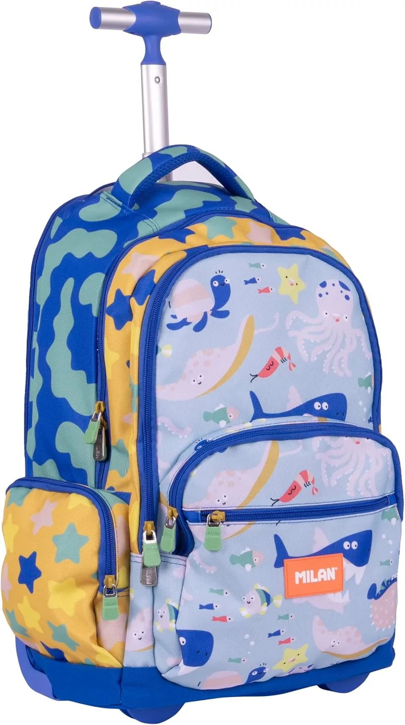 MILAN ▫️ ® Mochila com rodas e 6 fechos (25 L) série especial Blue Odyssey