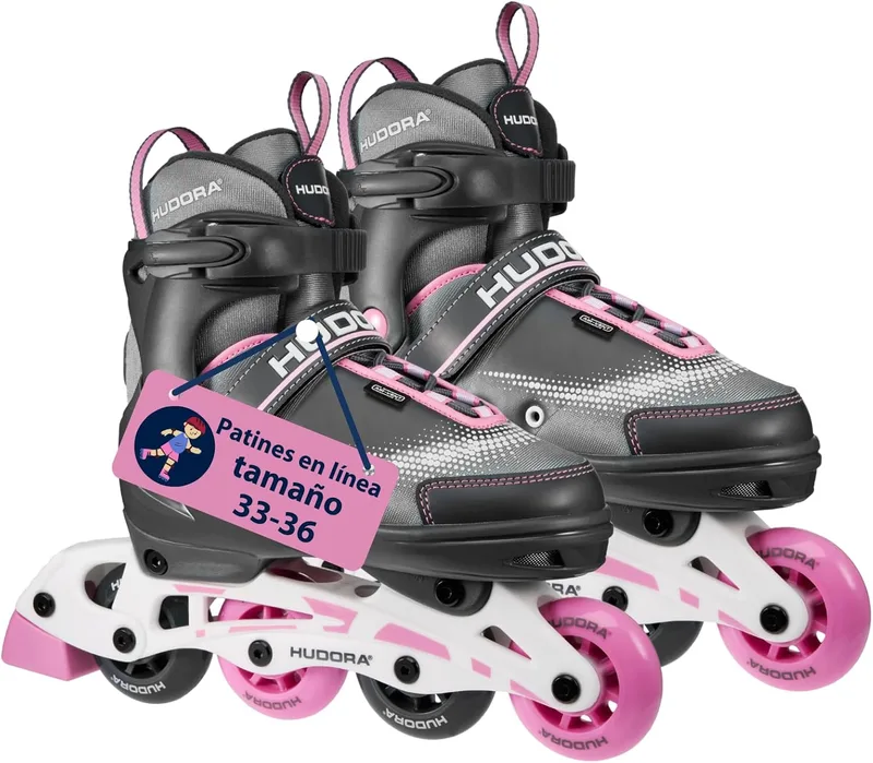 Hudora ▫️ Patins de rodas MIA/Leon - Patins de rodas para crianças/adolescentes e adultos em diferentes tamanhos e cores - Ajustáveis em 4 tamanhos - Confortáveis e com estilo
