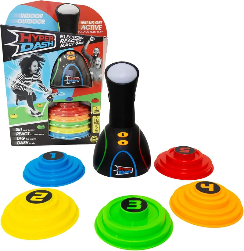 Famosa ▫️ Hyper Dash - Jogo de velocidade e agilidade para 1 a 10 jogadores, inclui 3 modalidades, sinais coloridos e percursos personalizáveis, para utilização em recintos fechados e ao ar livre, (HYP01000)