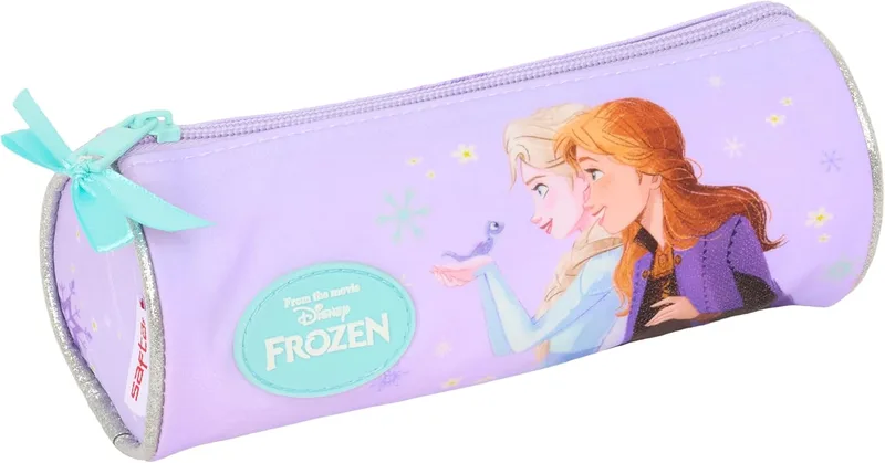 Safta ▫️ Estojo escolar redondo Frozen Spirit, Crianças, 5-14 anos, Confortável e Versátil, Qualidade e Resistente, 20x7 cm