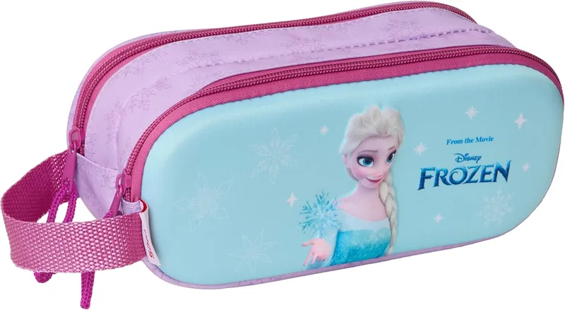 Safta ▫️ Frozen 3D - Estojo duplo 3D, estojo de lápis para crianças, ideal para crianças em idade escolar, cómodo e versátil, de qualidade e resistente, 21x6x8 cm