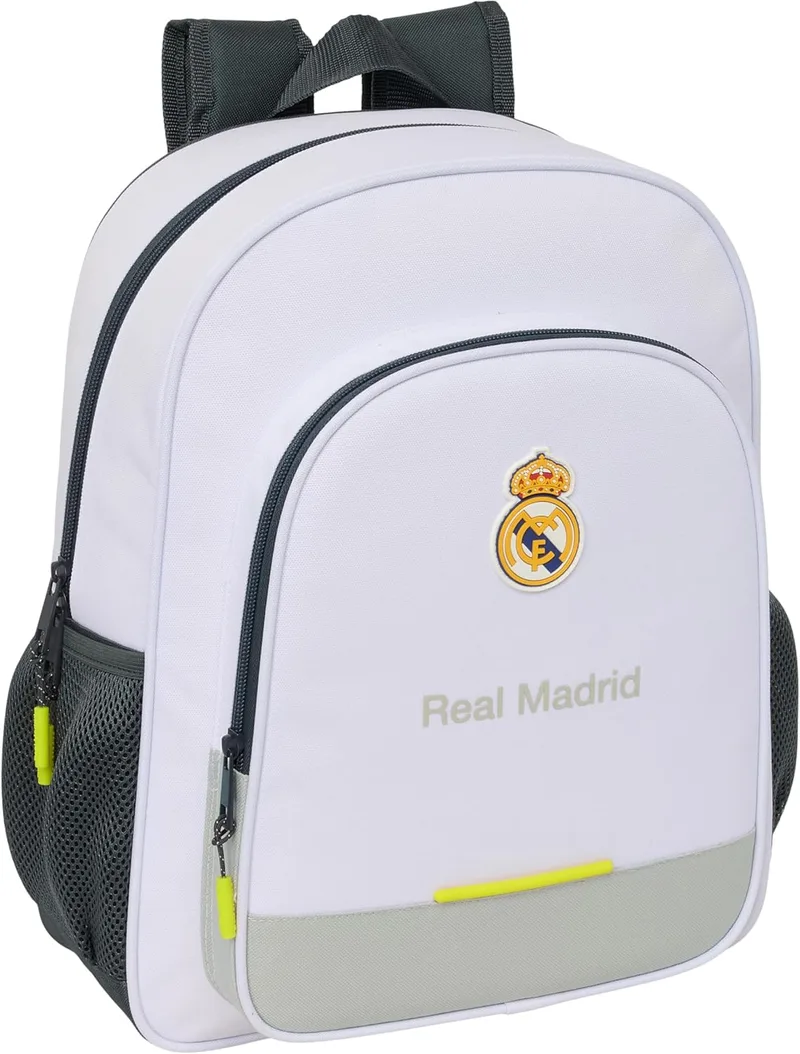 Safta ▫️ REAL MADRID EQUIPACIÓN 25/26 - Mochila Escolar Infantil, Mochila Infantil, Adaptável ao Carrinho, Ideal para Crianças em Idade Escolar, Confortável e Versátil, Qualidade e Resistente, 32x12x38 cm