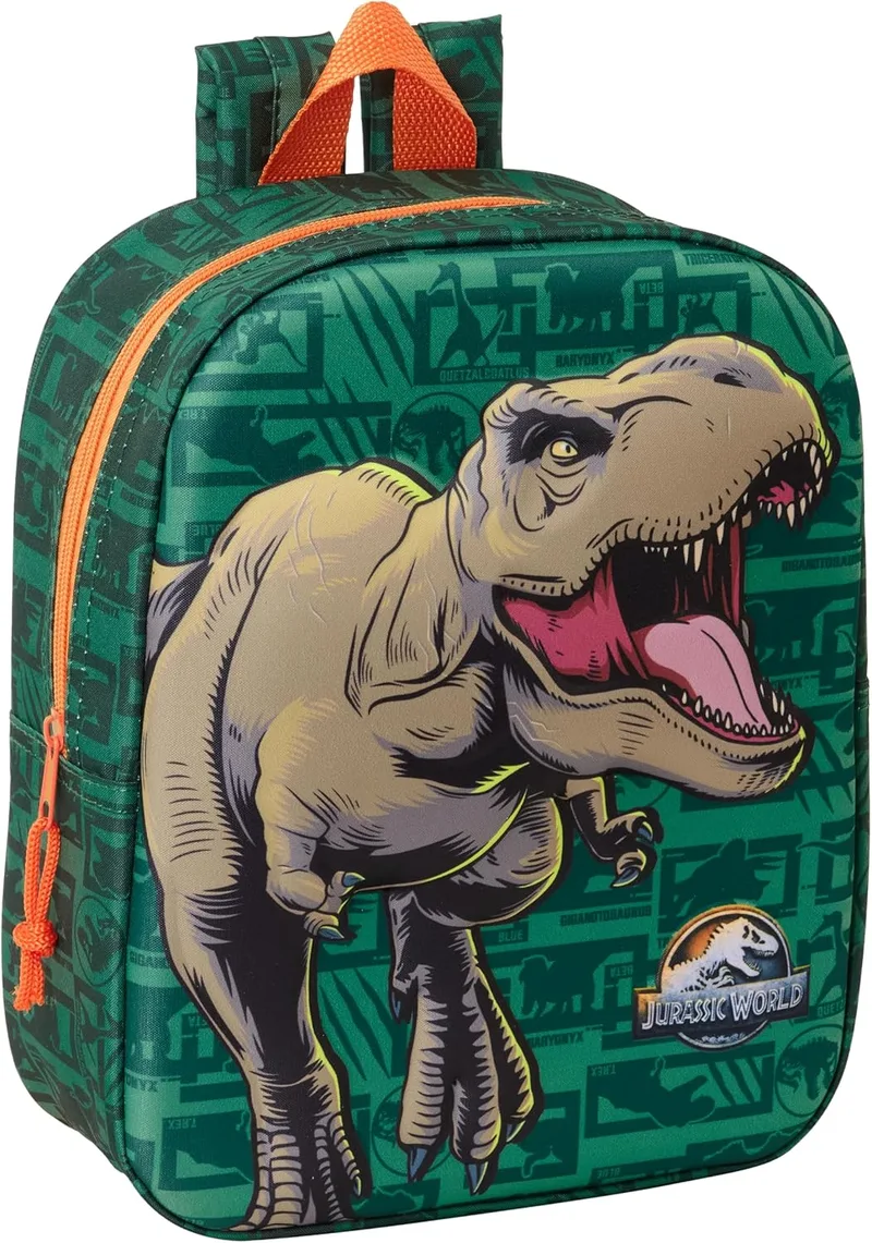 Safta ▫️ JURASSIC WORLD 3D - Mochila 3D para o jardim de infância, adaptável ao carrinho, fácil de limpar, ideal para crianças de diferentes idades, cómoda e versátil, de qualidade e resistente, 22x10x27 cm