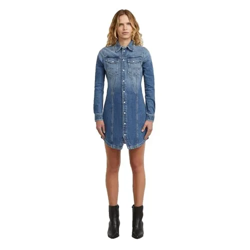 G-STAR ▫️ Vestido Camisa de Manga Comprida com Bainha Asimétrica para Mulher 4