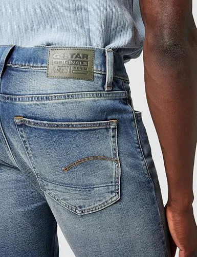 G-STAR ▫️ Calças de ganga 3301 Slim para homem, multicoloridas (faded new moon restored 51001-C052-H443), 29W / 34L 5
