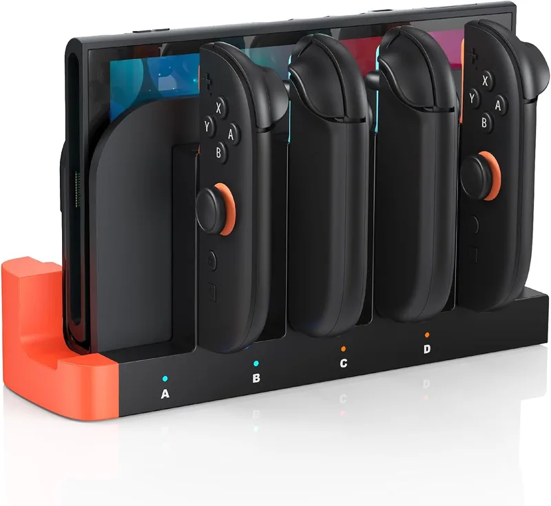 Klipdasse ▫️ Base de carregamento para Nintendo Switch 2, Joy-Con e comandos com indicador de carga LED, carregamento rápido, desligamento automático, estação de carregamento sem fios para Switch 2 (compatível apenas com o Switch 2)