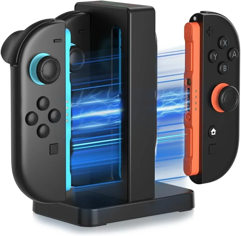 Diyife ▫️ Base de carregamento para a Switch 2, [Versão 2025] Carregador 4 em 1 para Nintendo Switch 2, Base de Carregamento Joy-con, Carregador de Controlador, Base de Carregamento para Joycon com Indicador LED e Porta USB-C