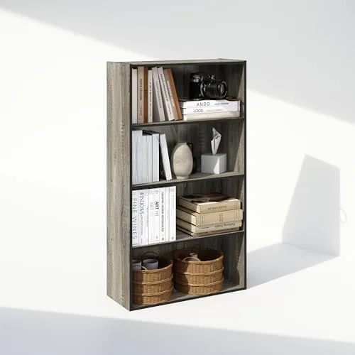 Furinno ▫️ Estante Simple de 4 níveis, 24x60x105, para sala, quarto ou escritório, em carvalho francês 3