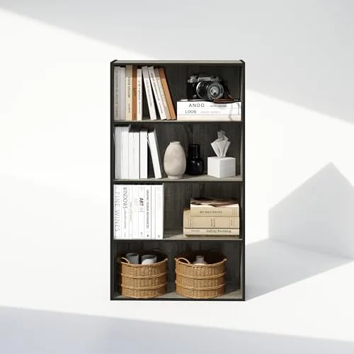Furinno ▫️ Estante Simple de 4 níveis, 24x60x105, para sala, quarto ou escritório, em carvalho francês 4