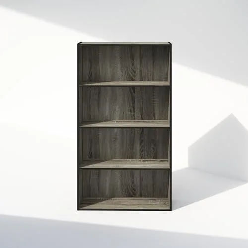 Furinno ▫️ Estante Simple de 4 níveis, 24x60x105, para sala, quarto ou escritório, em carvalho francês 6