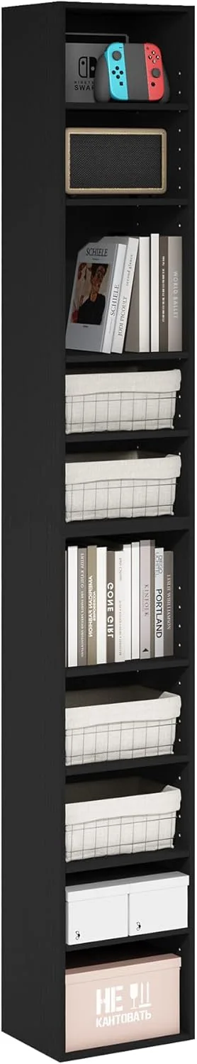 Furinno ▫️ PASIR Estante de 10 níveis com prateleira aberta, 23 X 30 X 20 Cm, para sala de estar, quarto e escritório em casa, madeira preta