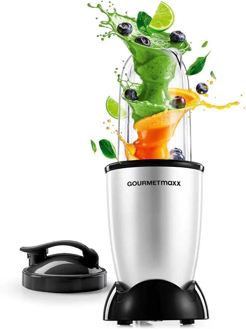 GOURMETmaxx ▫️ Mr. 4-Piece Magic Mixer | Base de potência de 400 W, lâmina cruciforme, copo de 500 ml e tampa To Go | Liquidificador de smoothies, molhos, fácil limpeza