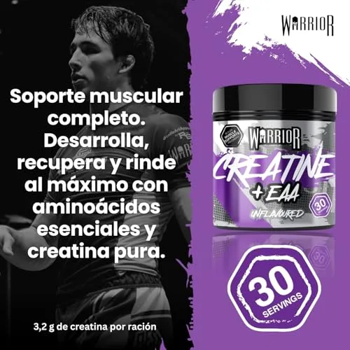 Warrior ▫️ Creatina Monohidratada + EAA 270 g - 30 doses - Fórmula para recuperação e apoio muscular com suplemento de desempenho - Aminoácidos essenciais em pó para o treino (sem sabor) 6