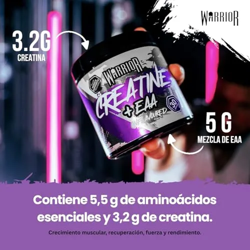 Warrior ▫️ Creatina Monohidratada + EAA 270 g - 30 doses - Fórmula para recuperação e apoio muscular com suplemento de desempenho - Aminoácidos essenciais em pó para o treino (sem sabor) 7